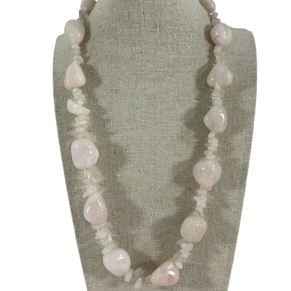 White Quartz Nugget Bead Necklace Natural Polished Gemstone Chippy READ - Picture 1 of 9